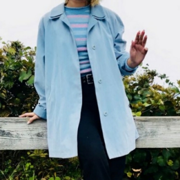 London Fog Jackets & Blazers - London Fog Suede Jacket Coat Blue Fall Trenchcoat